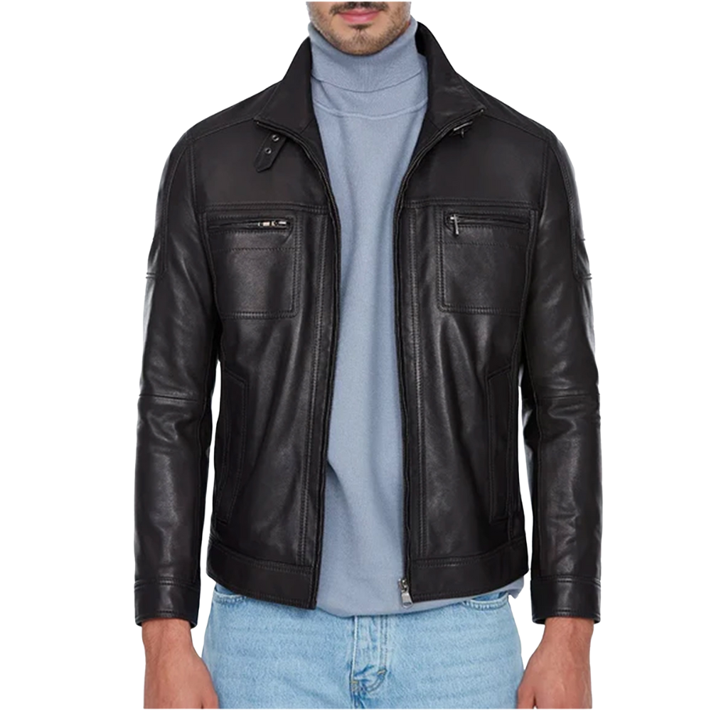 1 Men Leather Jacket - Image 1